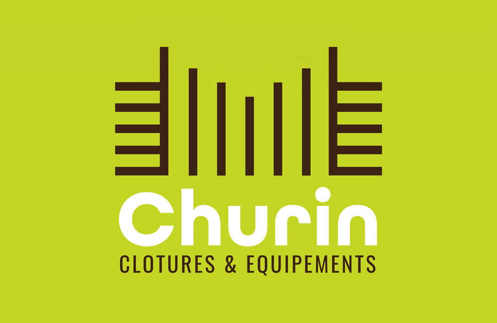 Le logo Churin avec comme inscription en sous-titres "Clotures & Equipements", en fond coloré