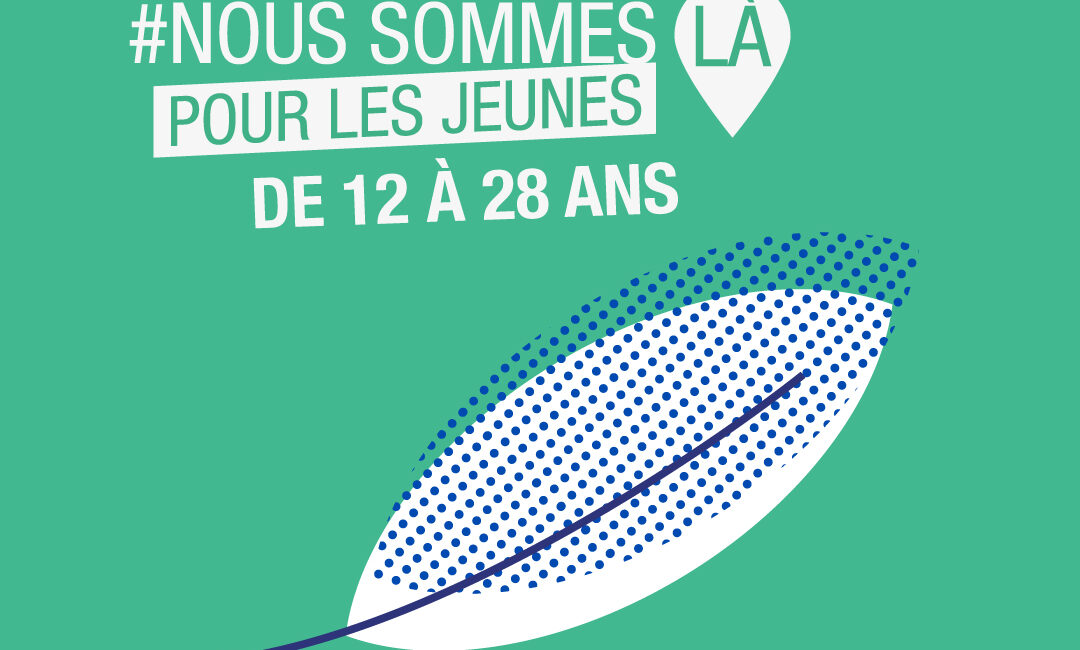 Visuel pour le Credit Mutuelle avec la mention "Nous sommes la pour les jeunes de 12 à 28 ans"